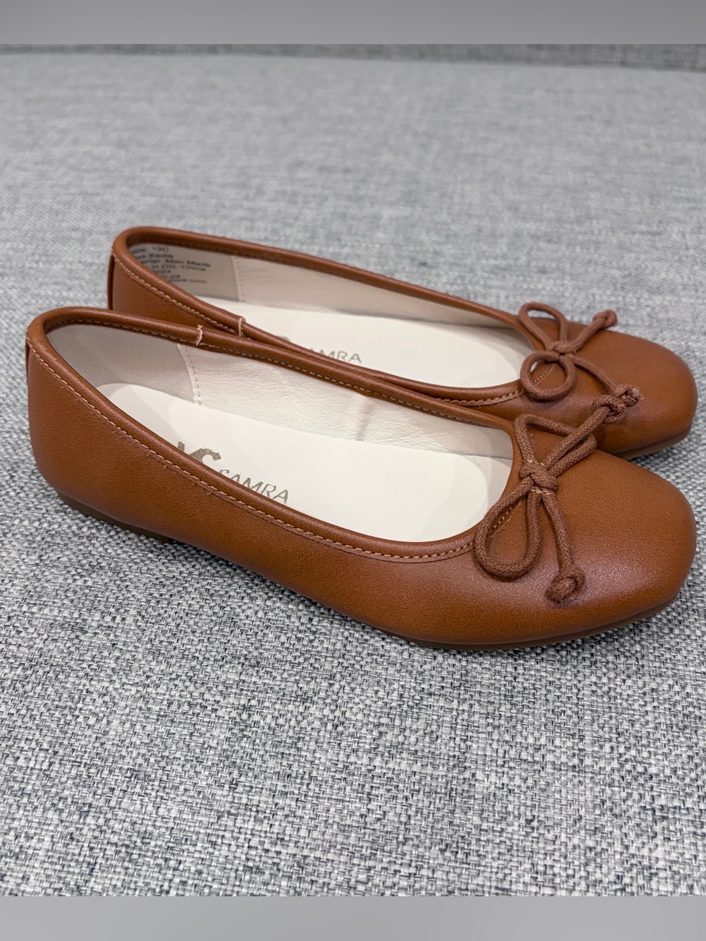 Yosi Samra Girls size 13 Cognac Bow Ballet Flats